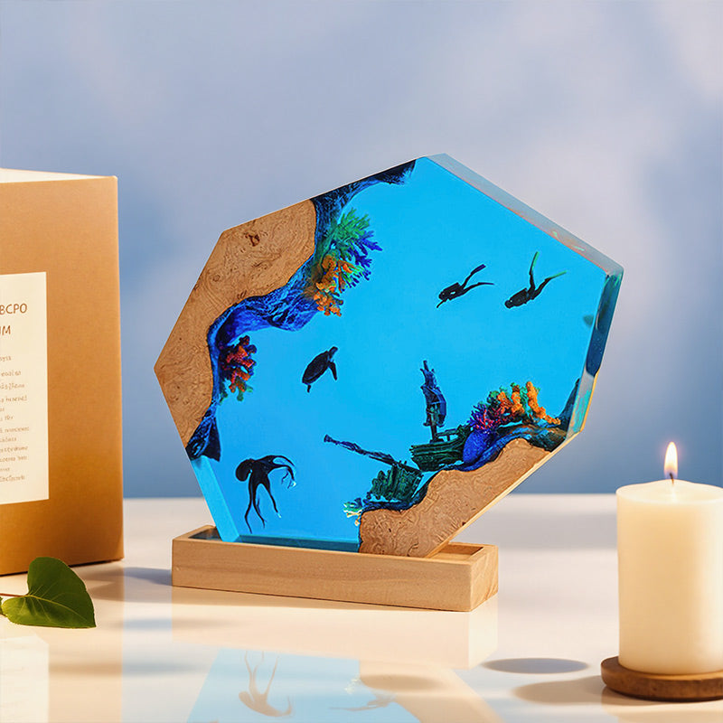 Dolphin & Sea Turtle Resin Lamp Handcrafted Coastal Decor for Living Room