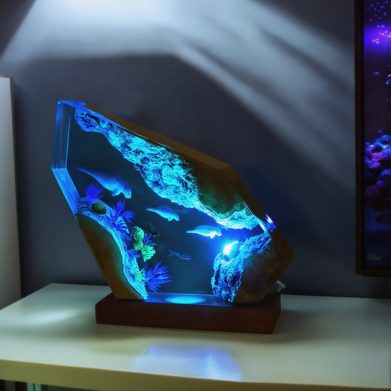 Diver & Seal Resin Lamp Handmade Oceanic Light for Living Room