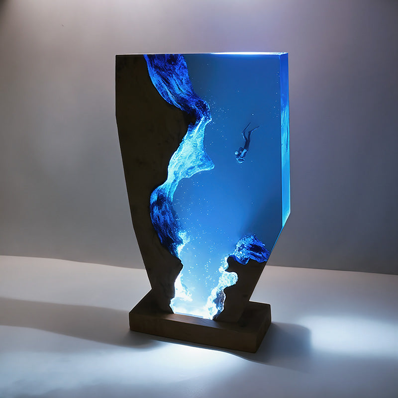 Diver-Inspired Resin Lamp Irregular Ocean Night Light