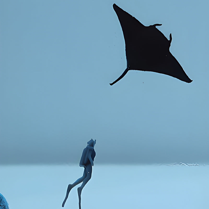 Manta Ray Resin Lamp Handcrafted Night Light for Living Room Decor