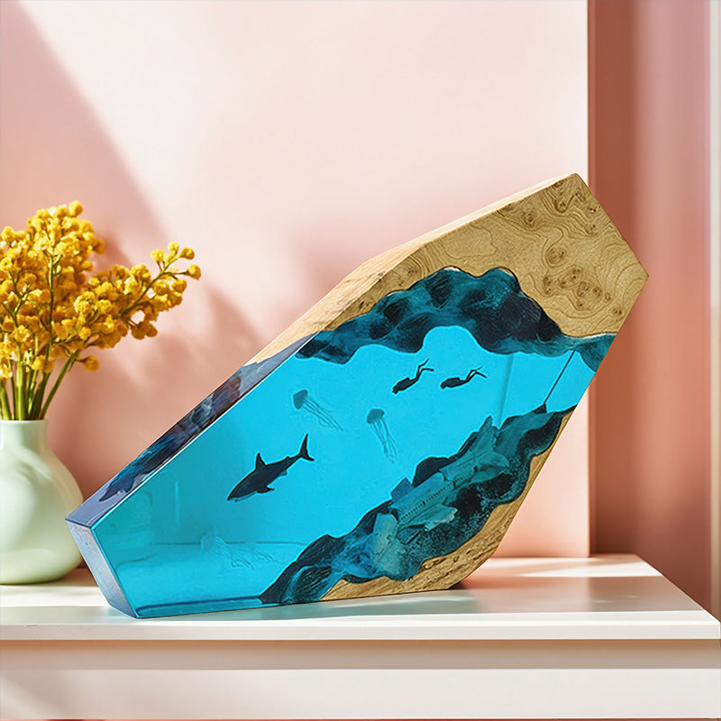 Ocean-Themed Resin Night Light Mesmerizing Glow for Beach House