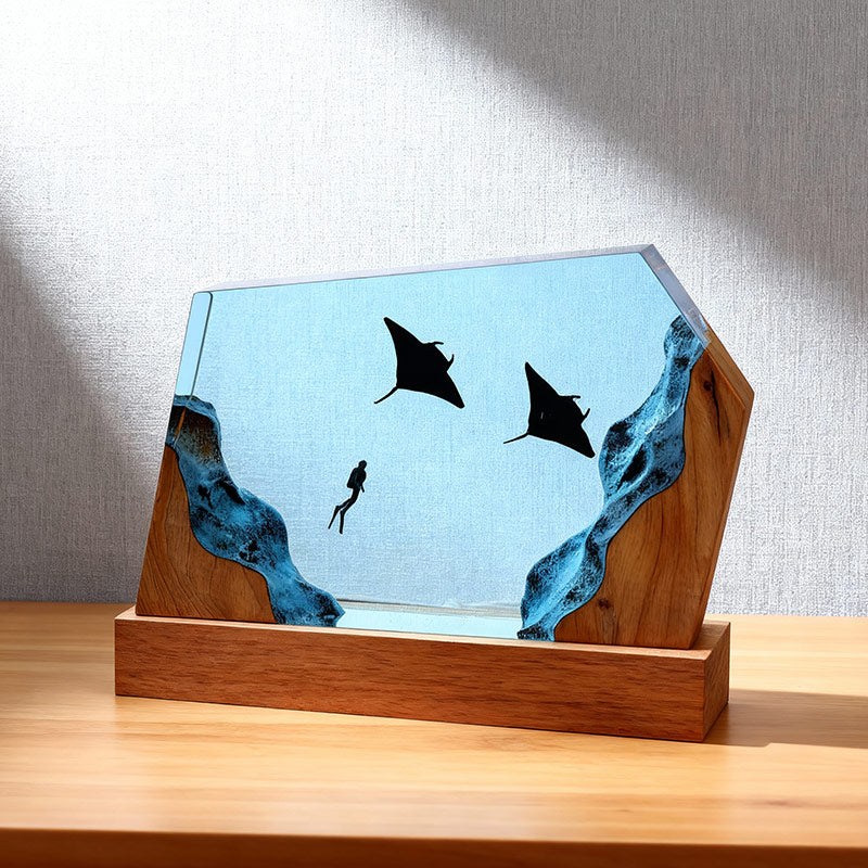 Manta Ray Resin Lamp Handcrafted Night Light for Living Room Decor