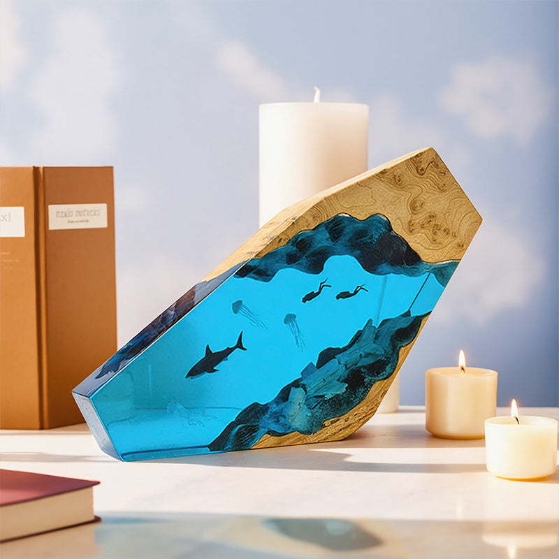 Ocean-Themed Resin Night Light Mesmerizing Glow for Beach House