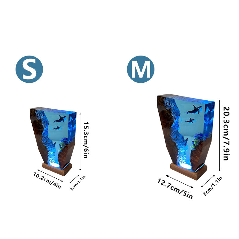 Orca Diver Resin Lamp Ocean-Themed Epoxy Night Light for Bedroom
