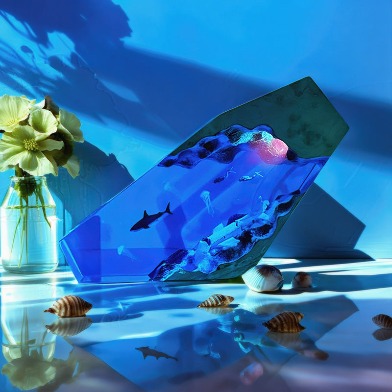 Ocean-Themed Resin Night Light Mesmerizing Glow for Beach House