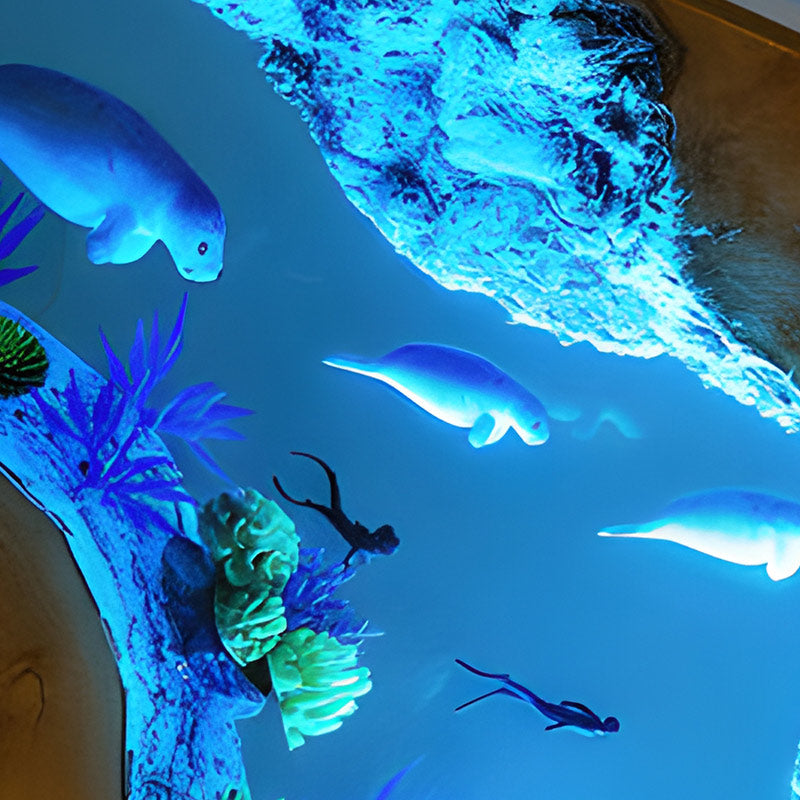 Diver & Seal Resin Lamp Handmade Oceanic Light for Living Room
