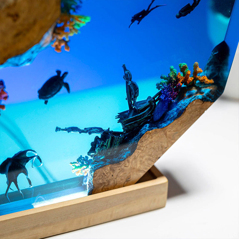 Dolphin & Sea Turtle Resin Lamp Handcrafted Coastal Decor for Living Room