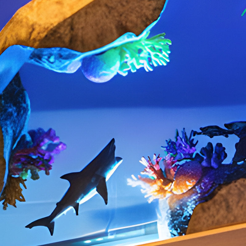 Resin Lamp with Shark & Diver Handmade Night Light for Bedroom Decor