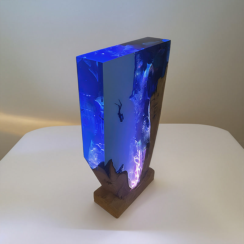 Diver-Inspired Resin Lamp Irregular Ocean Night Light