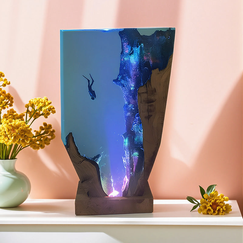 Diver-Inspired Resin Lamp Irregular Ocean Night Light