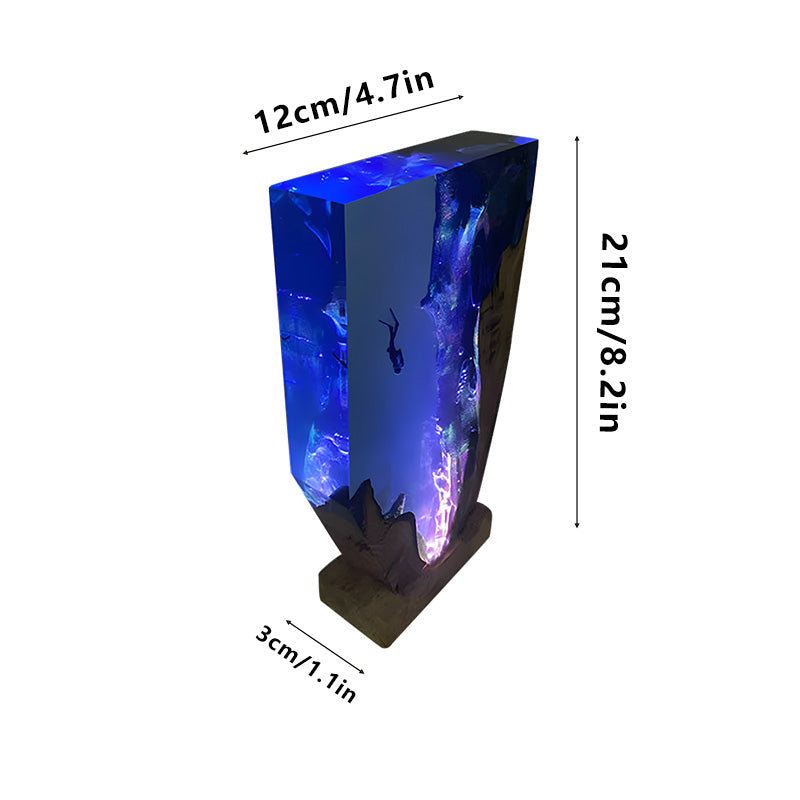 Diver-Inspired Resin Lamp Irregular Ocean Night Light