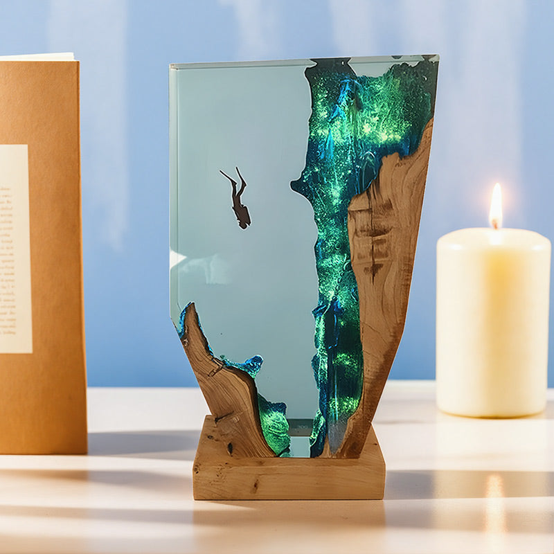Diver-Inspired Resin Lamp Irregular Ocean Night Light