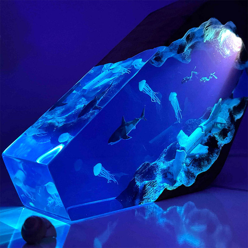 Ocean-Themed Resin Night Light Mesmerizing Glow for Beach House