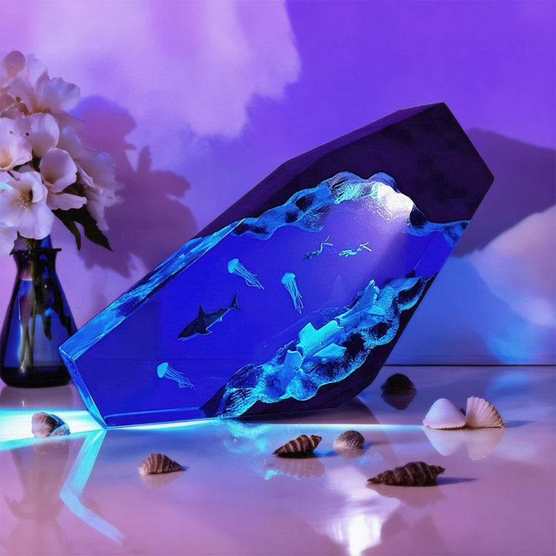 Ocean-Themed Resin Night Light Mesmerizing Glow for Beach House